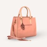 Elegant Two-Tone Structured Handbag Pink