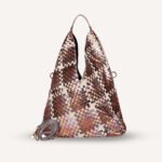 Luxury Woven Metallic Triangle Handbag Silver-White