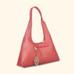 Noir Luxe Woven Vegan Leather Hobo Bag Red
