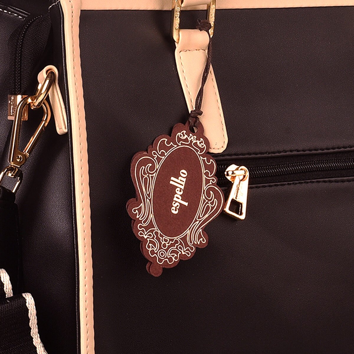 Elegant Two-Tone Structured Handbag Black - Image 8