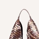 Luxury Woven Metallic Triangle Handbag Silver-White - Image 4