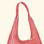 Noir Luxe Woven Vegan Leather Hobo Bag Red - Image 8