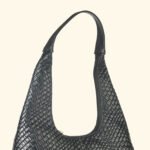 Noir Luxe Woven Vegan Leather Hobo Bag Black - Image 5