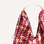 Luxury Woven Metallic Triangle Handbag Pink - Image 2