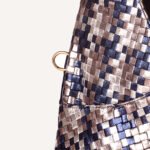Luxury Woven Metallic Triangle Handbag Blue - Image 3