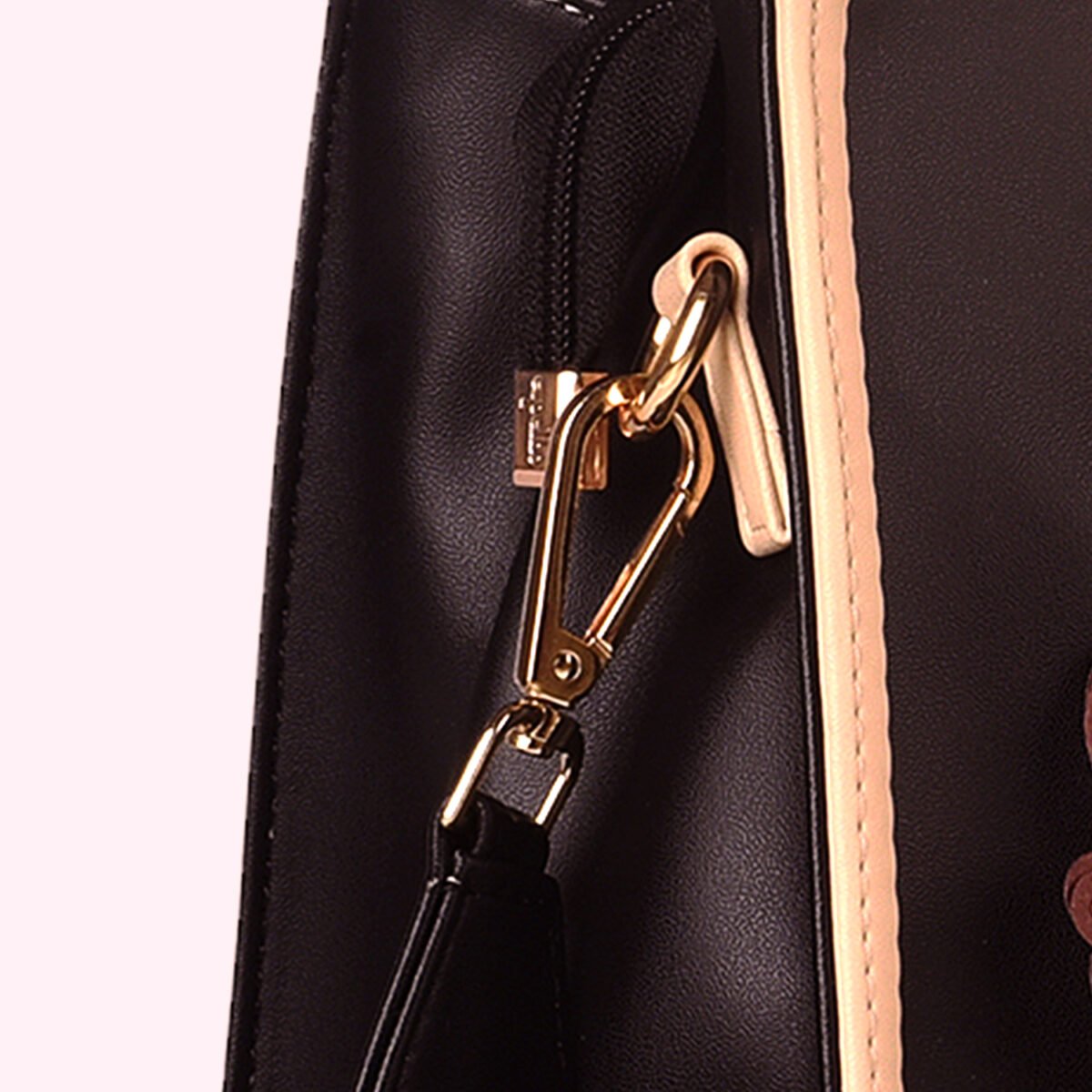 Elegant Two-Tone Structured Handbag Black - Image 7