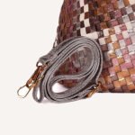 Luxury Woven Metallic Triangle Handbag Silver-White - Image 2