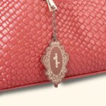 Noir Luxe Woven Vegan Leather Hobo Bag Red - Image 2