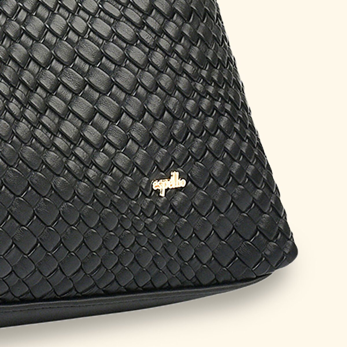 Noir Luxe Woven Vegan Leather Hobo Bag Black - Image 2