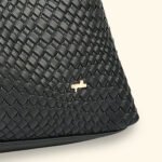 Noir Luxe Woven Vegan Leather Hobo Bag Black - Image 2