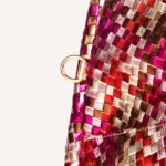 Luxury Woven Metallic Triangle Handbag Pink - Image 5