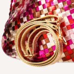 Luxury Woven Metallic Triangle Handbag Pink - Image 6