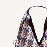 Luxury Woven Metallic Triangle Handbag Blue - Image 2