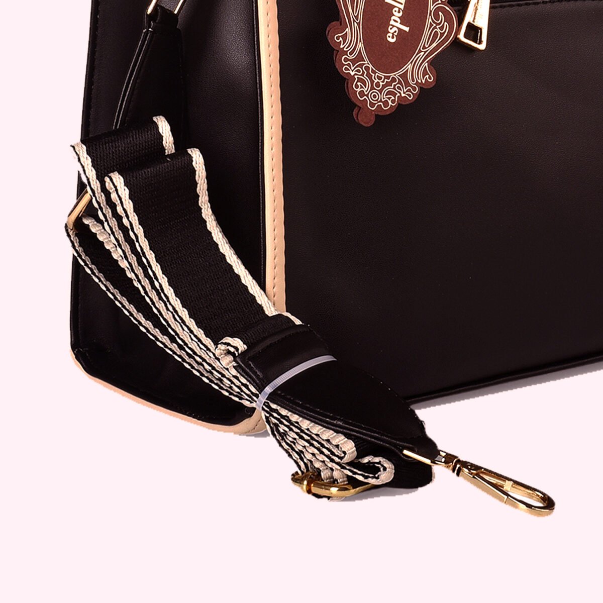 Elegant Two-Tone Structured Handbag Black - Image 2