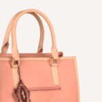 Elegant Two-Tone Structured Handbag Pink - Image 3