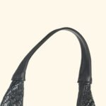 Noir Luxe Woven Vegan Leather Hobo Bag Black - Image 7