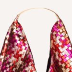 Luxury Woven Metallic Triangle Handbag Pink - Image 7