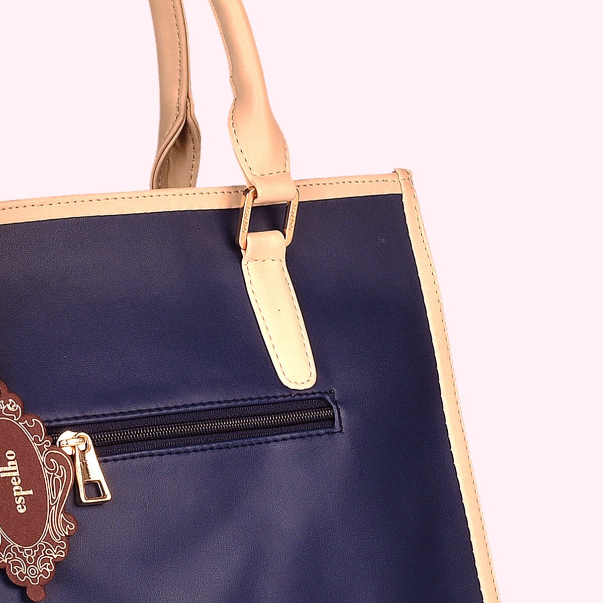 Elegant Two-Tone Structured Handbag Blue - Image 4