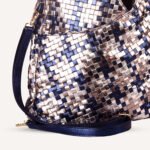 Luxury Woven Metallic Triangle Handbag Blue - Image 5