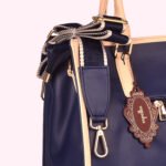 Elegant Two-Tone Structured Handbag Blue - Image 3