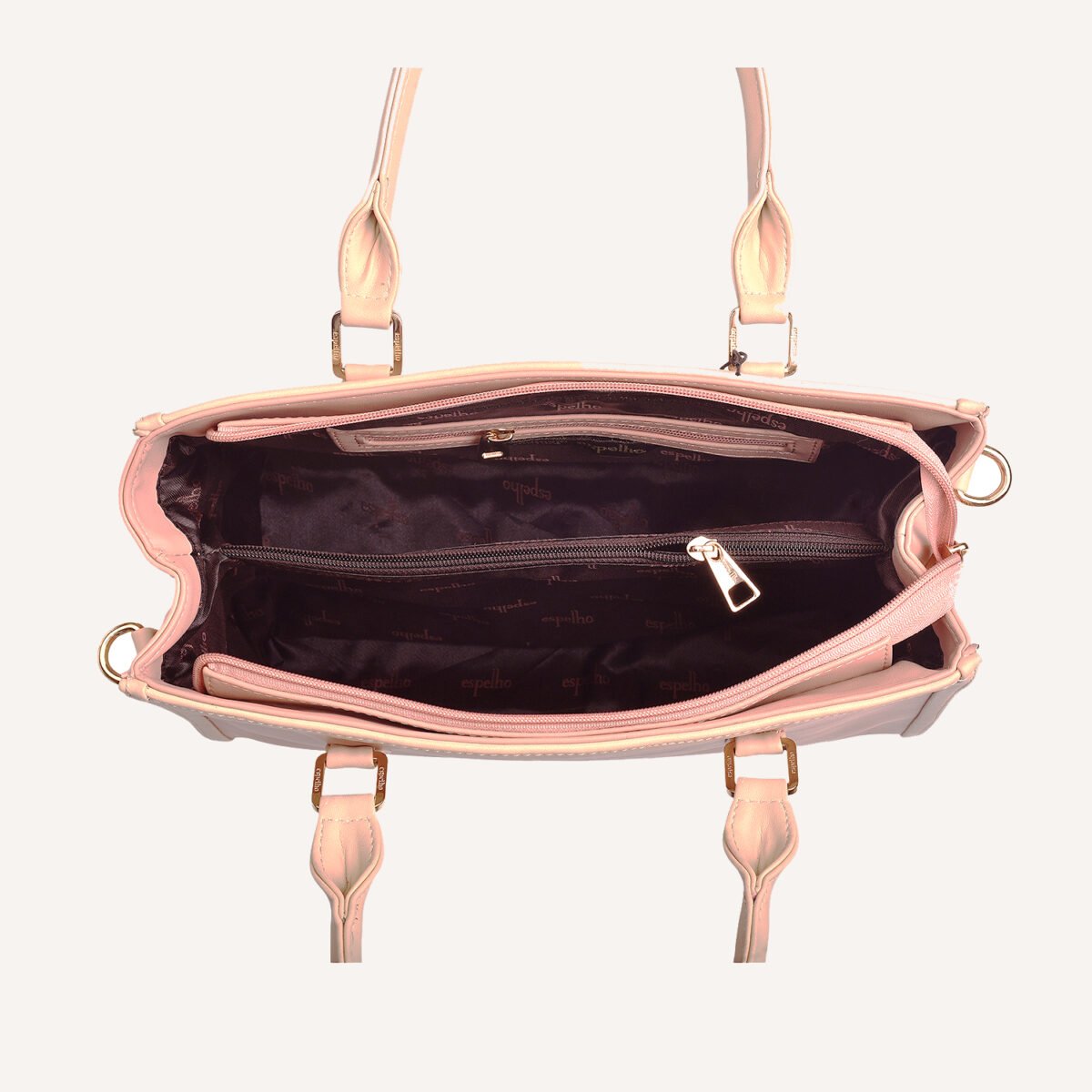 Elegant Two-Tone Structured Handbag Pink - Image 2