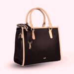 Elegant Two-Tone Structured Handbag Black - Image 4