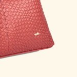Noir Luxe Woven Vegan Leather Hobo Bag Red - Image 5