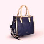 Elegant Two-Tone Structured Handbag Blue - Image 8