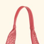 Noir Luxe Woven Vegan Leather Hobo Bag Red - Image 6