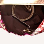 Luxury Woven Metallic Triangle Handbag Pink - Image 4