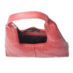 Noir Luxe Woven Vegan Leather Hobo Bag Red - Image 7