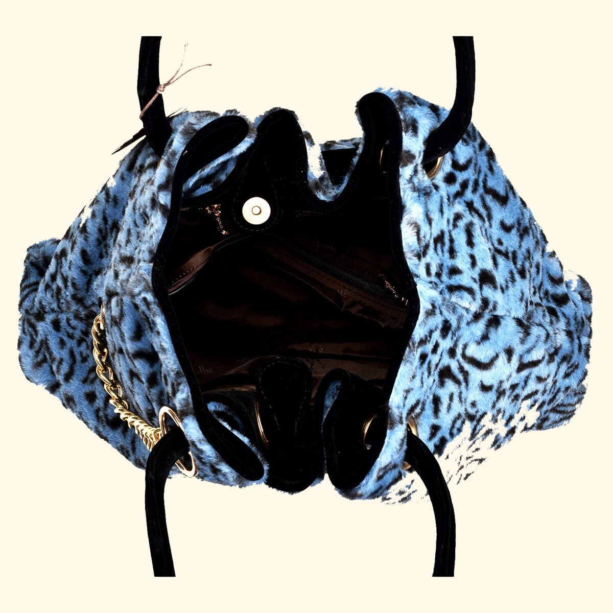 Blue Wild Muse Luxe Leopard Print Vegan Fur Tote – Unleash the Fierce in You - Image 8