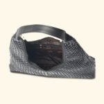 Noir Luxe Woven Vegan Leather Hobo Bag Black - Image 4