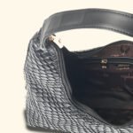 Noir Luxe Woven Vegan Leather Hobo Bag Black - Image 9