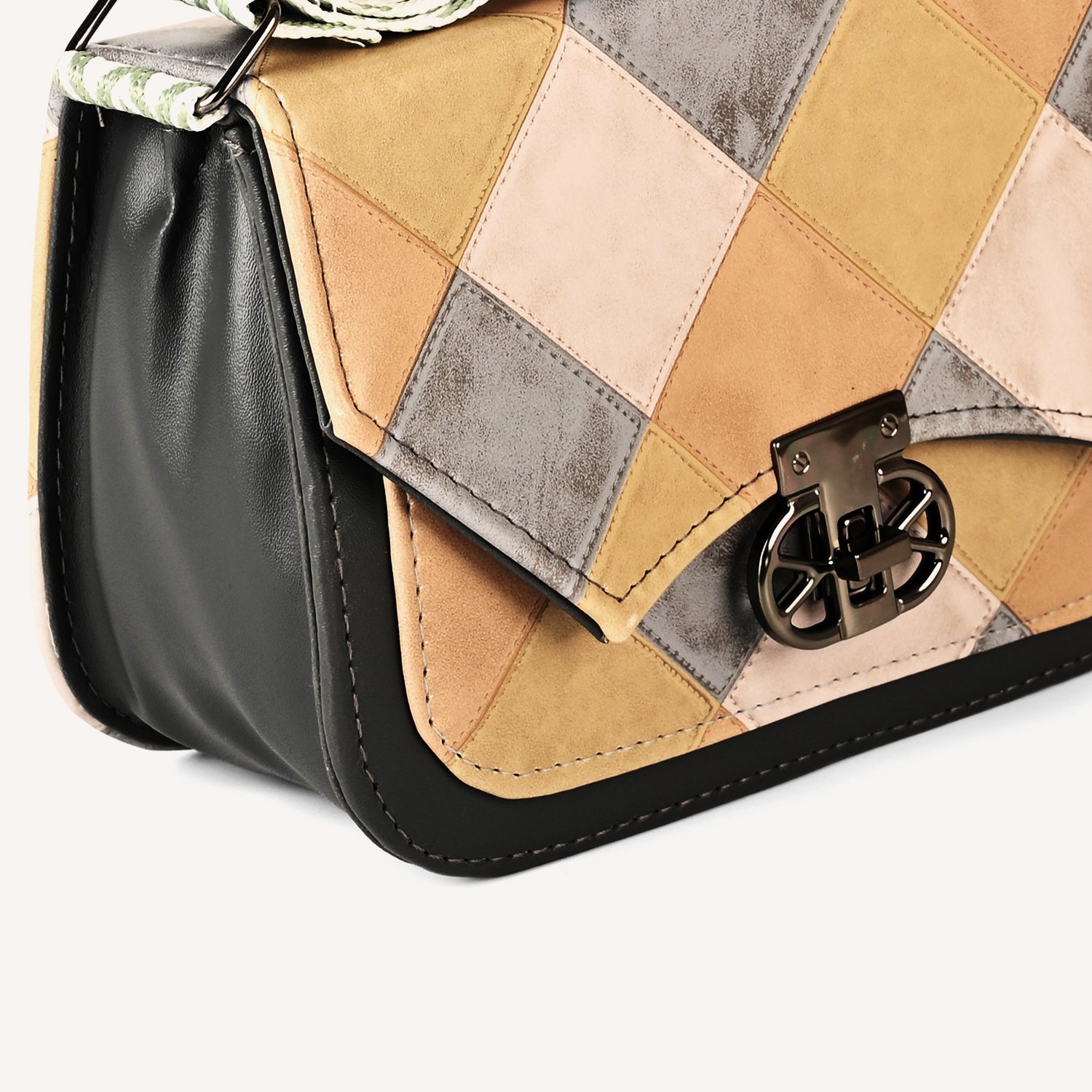 04 Pastel Patchwork Vegan Leather Crossbody Bag – Trendy, Chic & Versatile - Image 9