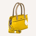 Trendy Yellow & Grey Vegan Leather Handbag – Stylish & Spacious Everyday Tote