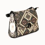 Bexlee Black & Beige Ethnic Pattern Vegan Leather Sling Bag – Stylish, Versatile & Eco-Friendly