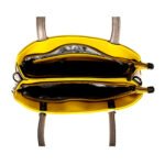 Trendy Yellow & Grey Vegan Leather Handbag – Stylish & Spacious Everyday Tote - Image 2