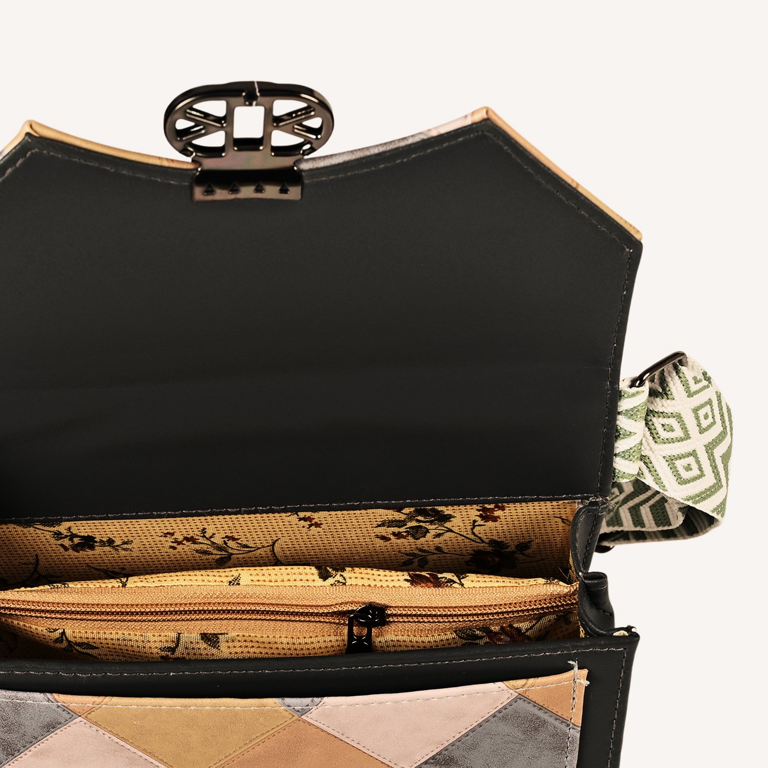 10 Pastel Patchwork Vegan Leather Crossbody Bag – Trendy, Chic & Versatile - Image 3