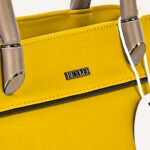 Trendy Yellow & Grey Vegan Leather Handbag – Stylish & Spacious Everyday Tote - Image 8