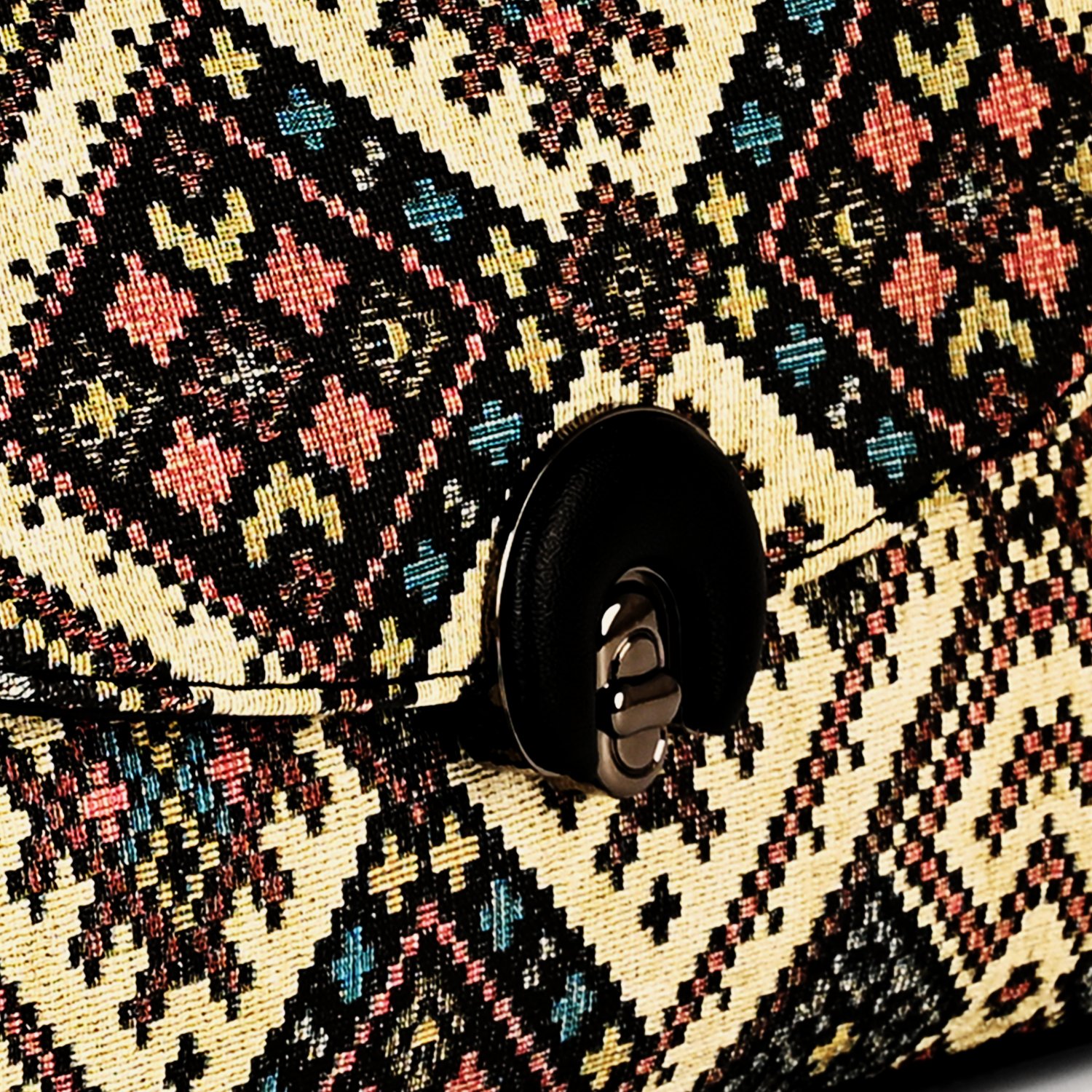 5 Bexlee Black & Beige Ethnic Pattern Vegan Leather Sling Bag – Stylish, Versatile & Eco-Friendly - Image 8