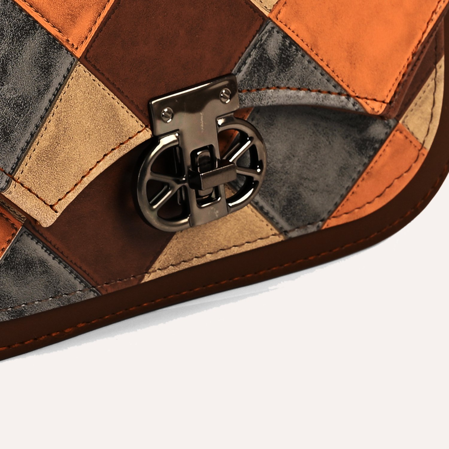 6 Premium Grey Patchwork Vegan Leather Crossbody Bag – Trendy & Versatile Statement Piece - Image 6