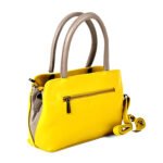 Trendy Yellow & Grey Vegan Leather Handbag – Stylish & Spacious Everyday Tote - Image 5