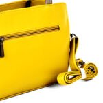Trendy Yellow & Grey Vegan Leather Handbag – Stylish & Spacious Everyday Tote - Image 3